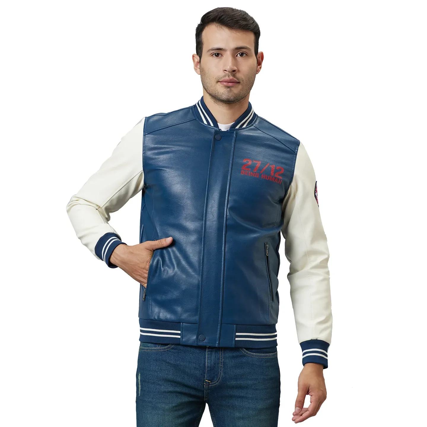 Navy Regular Fit Men's Jacket by Being Human Clothing