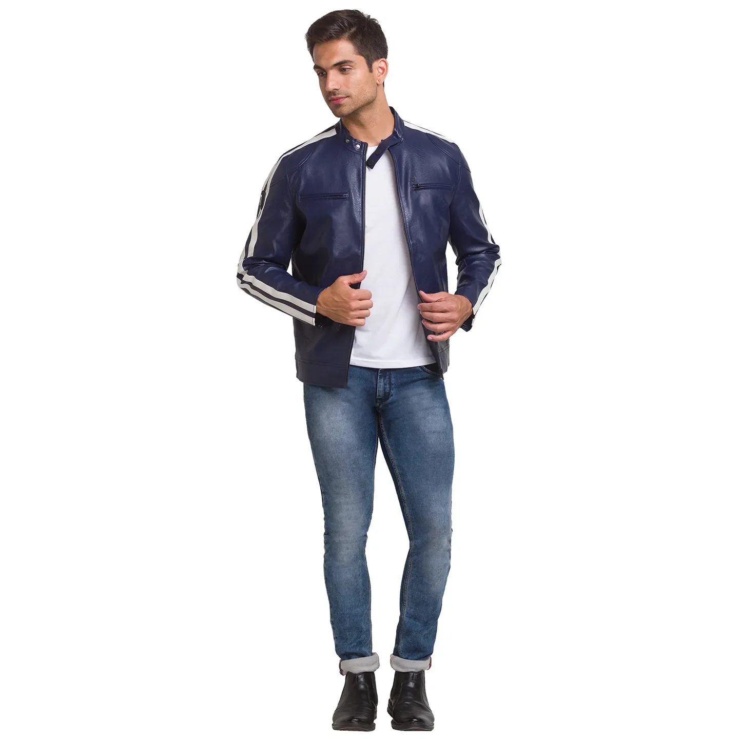 Blue Regular Fit Long Sleeves Polyurethane Men's Jacket by Being Human Clothing - Image 5