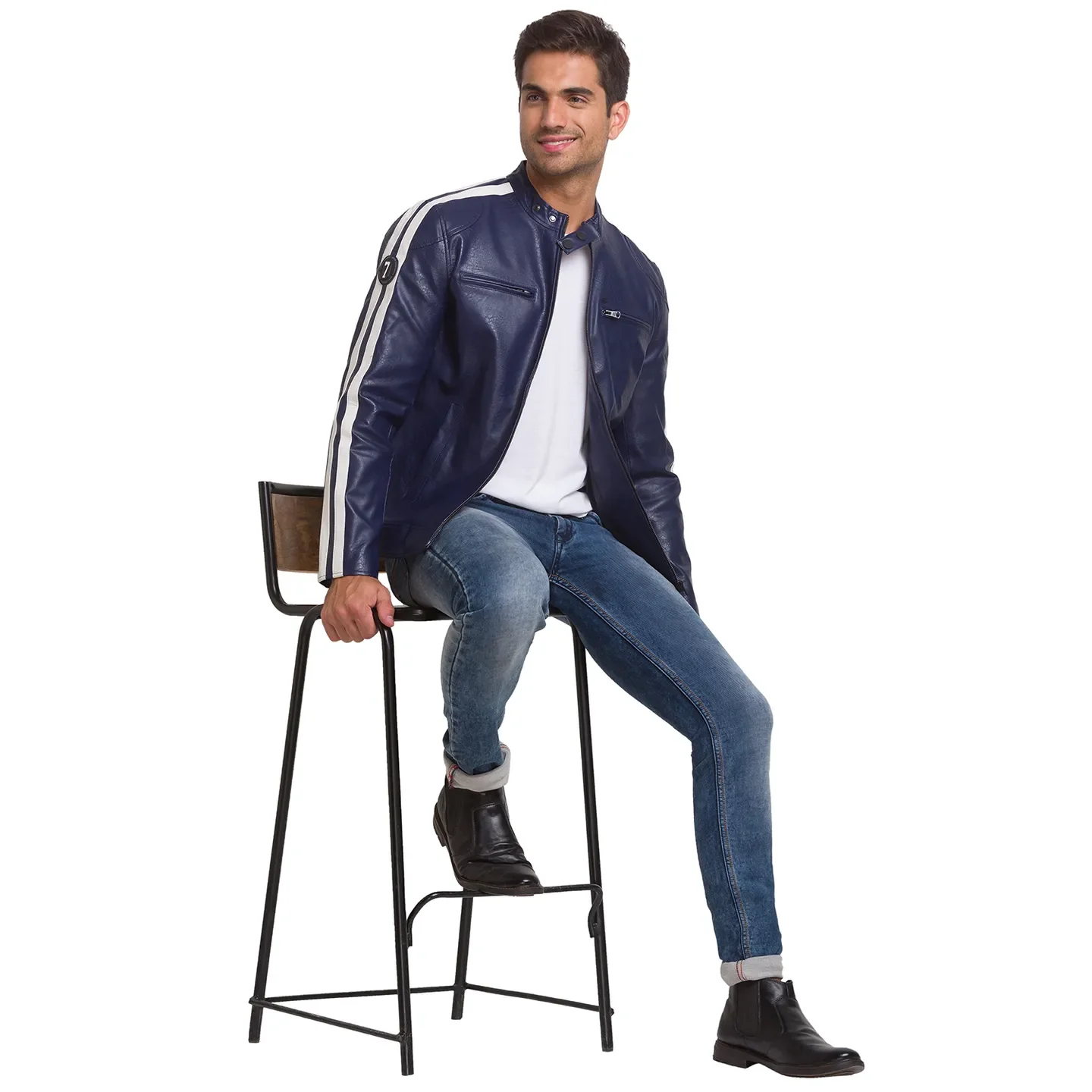 Blue Regular Fit Long Sleeves Polyurethane Men's Jacket by Being Human Clothing - Image 6