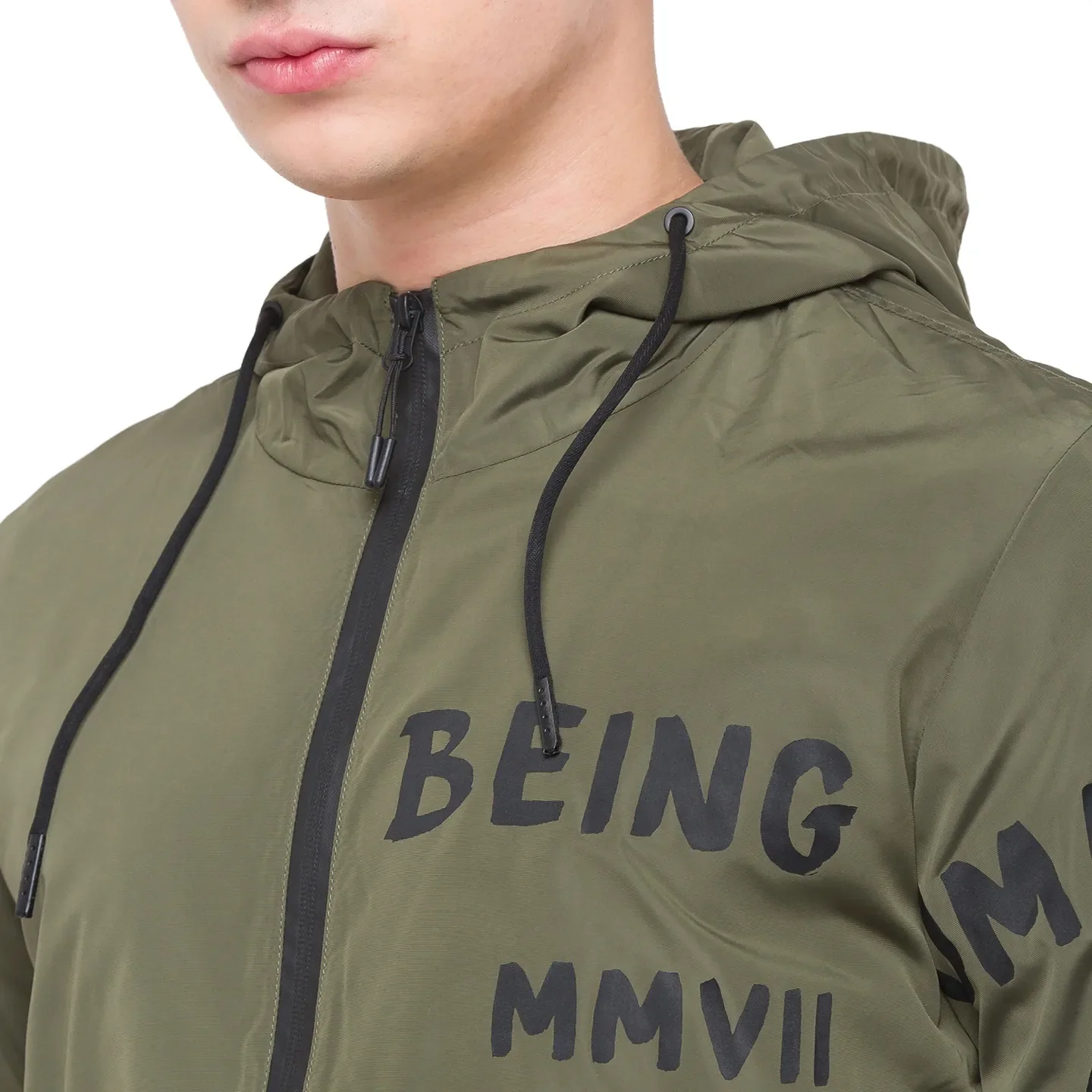 Olive Regular Fit Long Sleeves Polyester men's Jacket by Being Human Clothing - Image 2