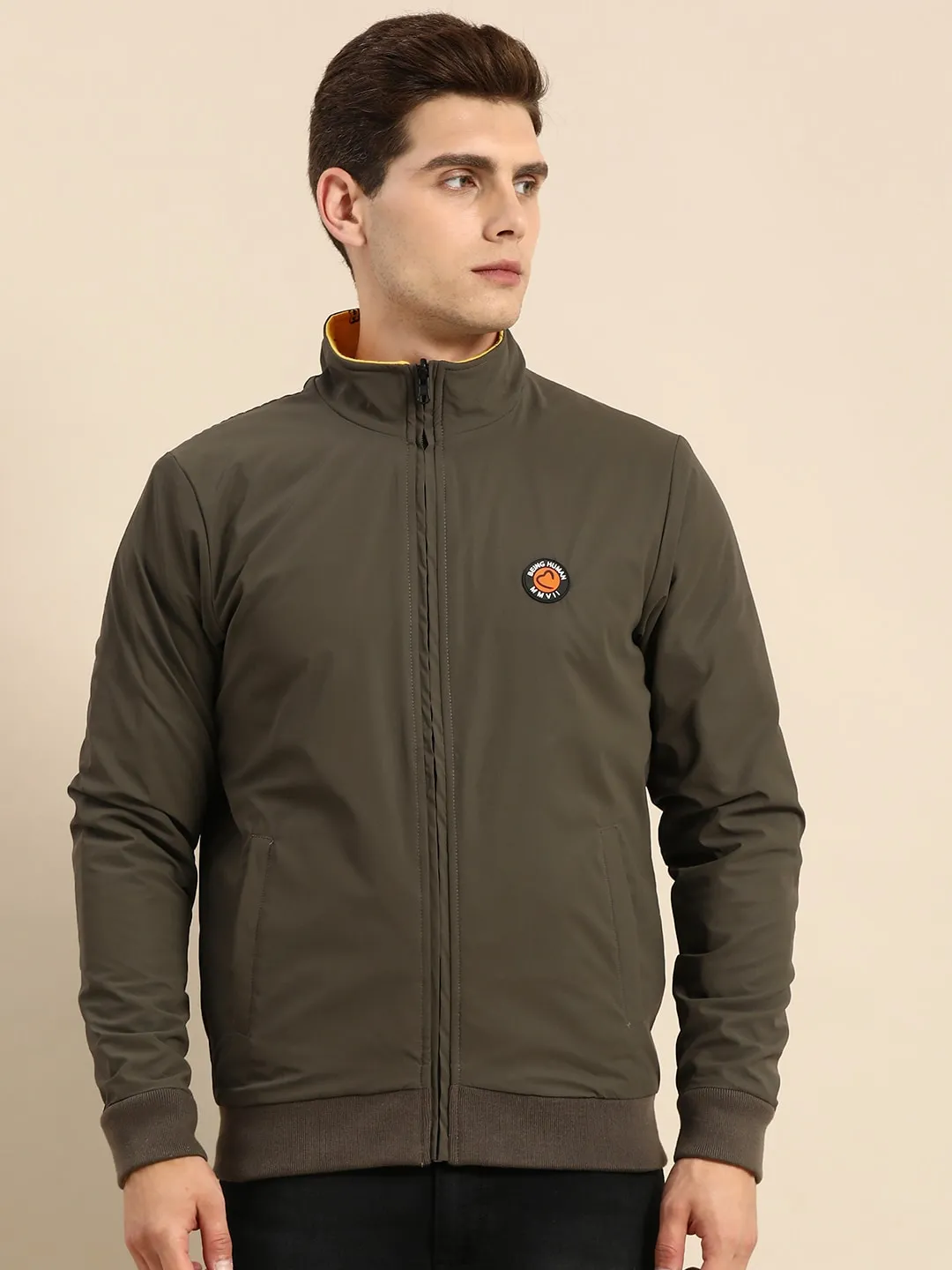 Green Regular Fit  Men's Jacket by Being Human Clothing