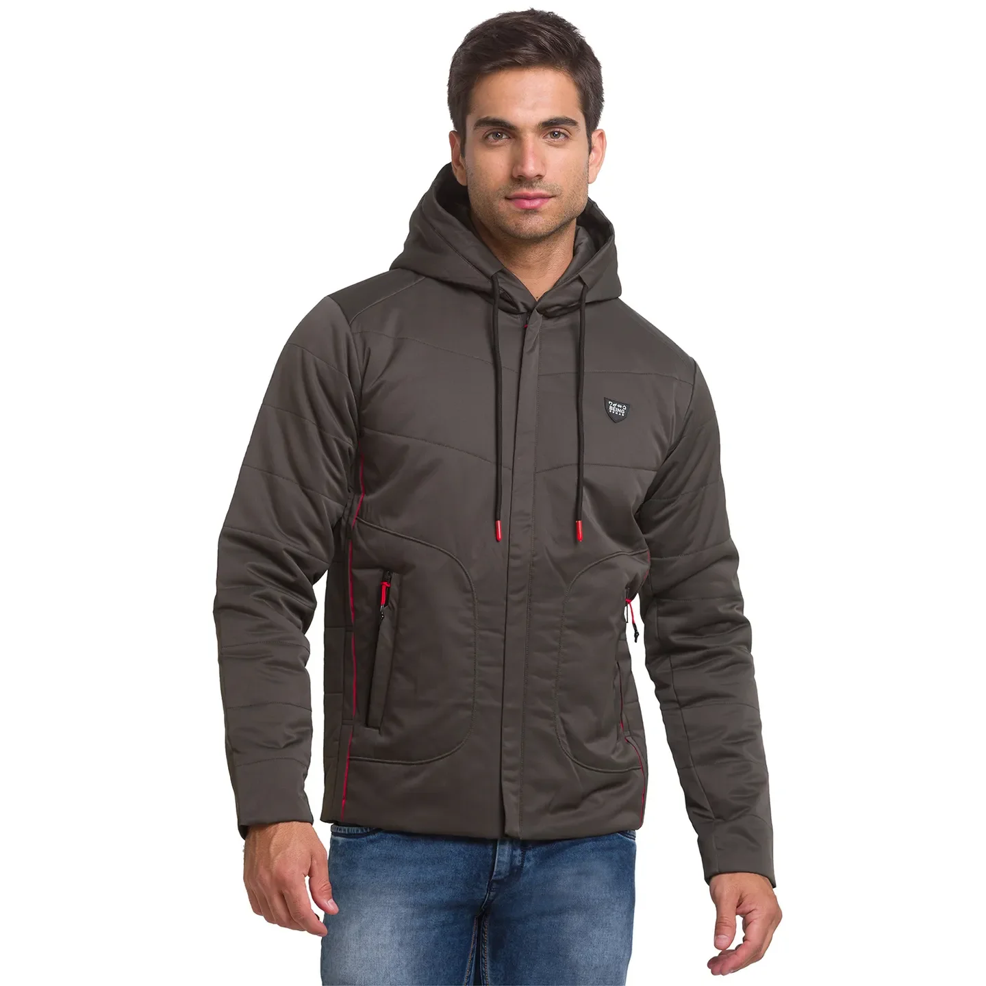 Olive Regular Fit Long Sleeves Polyester Men's Jacket by Being Human Clothing