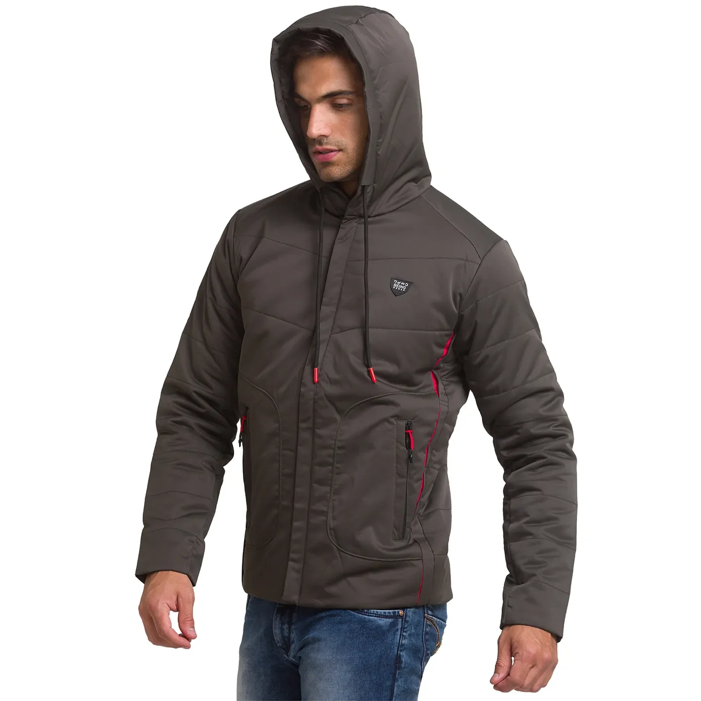 Olive Regular Fit Long Sleeves Polyester Men's Jacket by Being Human Clothing - Image 4