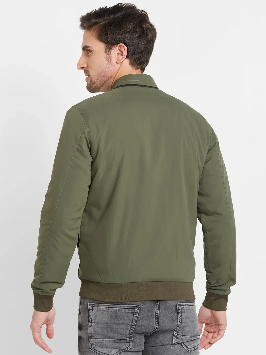 Olive Regular Fit Long Sleeves Men's Jacket by Being Human Clothing - Image 2