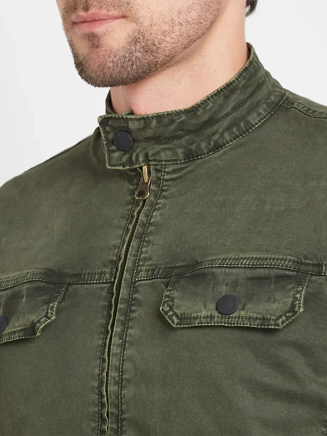 Olive Regular Fit Long Sleeves Men's Jacket by Being Human Clothing - Image 5