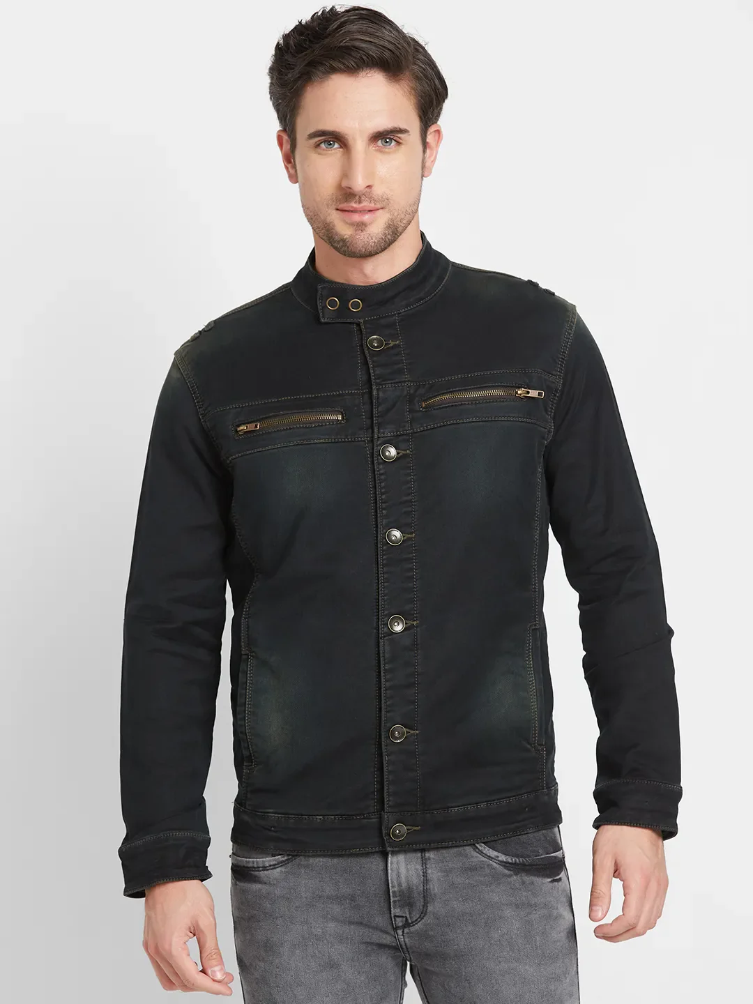 Olive Regular Fit Long Sleeves Men's Jacket by Being Human Clothing - Image 5
