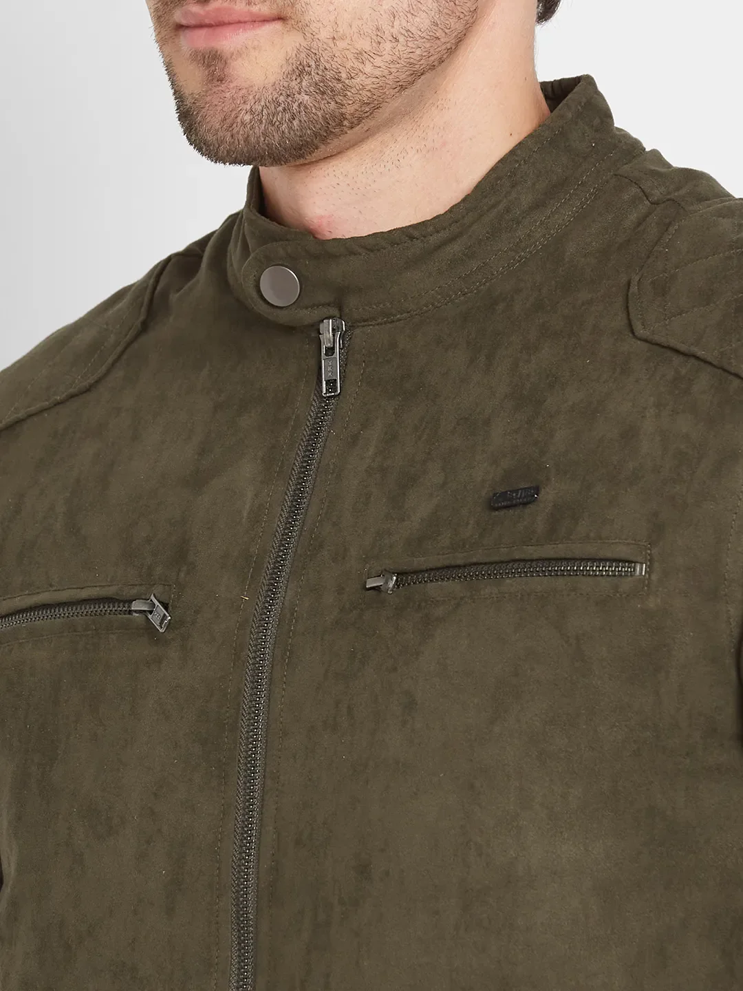 Olive Regular Fit Long Sleeves Men's Jacket by Being Human Clothing - Image 5