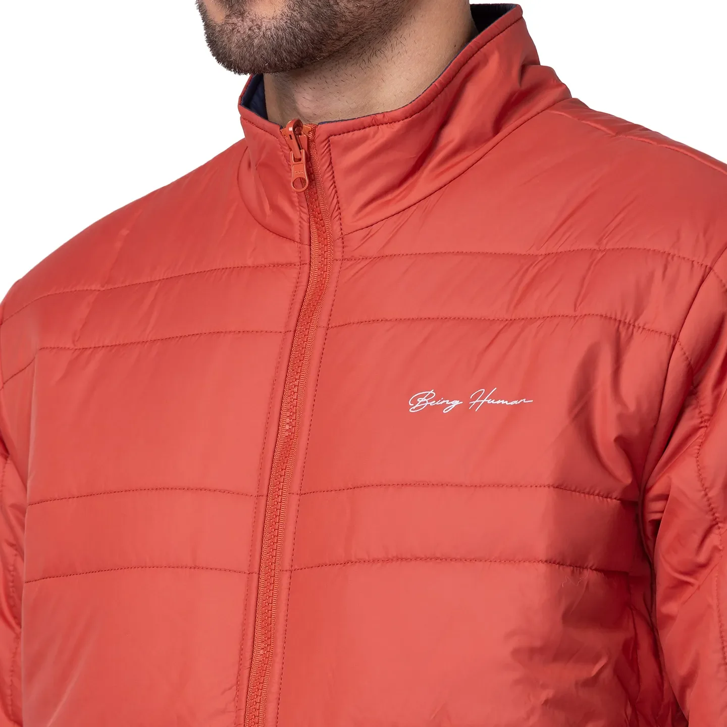 Rust Regular Fit Men's Reversible Jacket by Being Human Clothing - Image 5