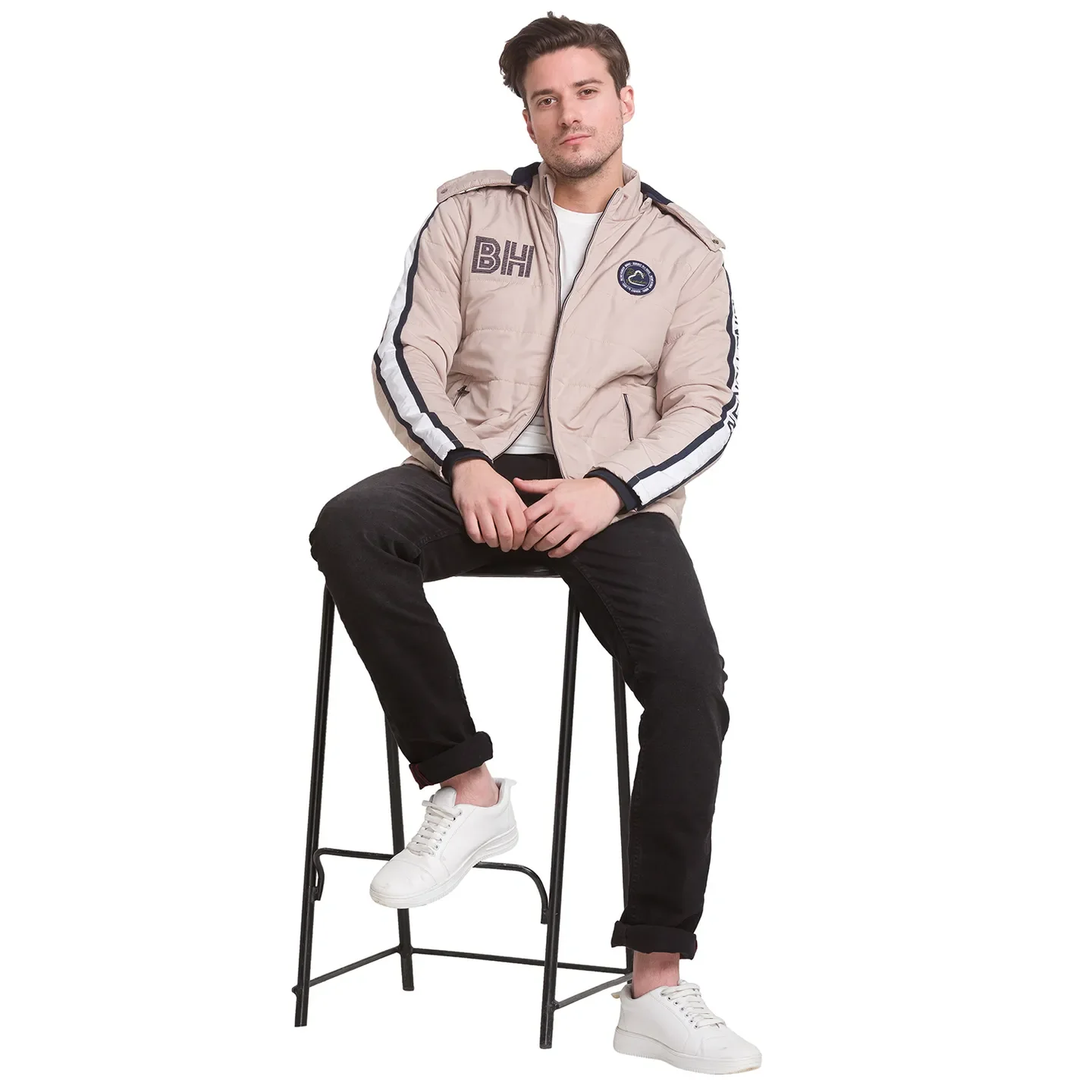 Grey Regular Fit Men's Jacket by Being Human Clothing - Image 2