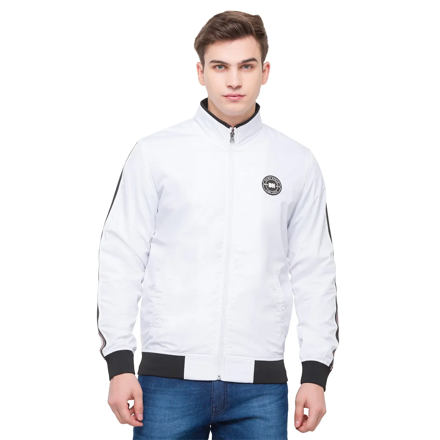 White Regular Fit Long Sleeves Polyester Men's Jacket by Being Human Clothing