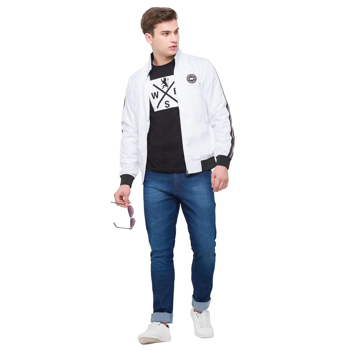 White Regular Fit Long Sleeves Polyester Men's Jacket by Being Human Clothing - Image 5