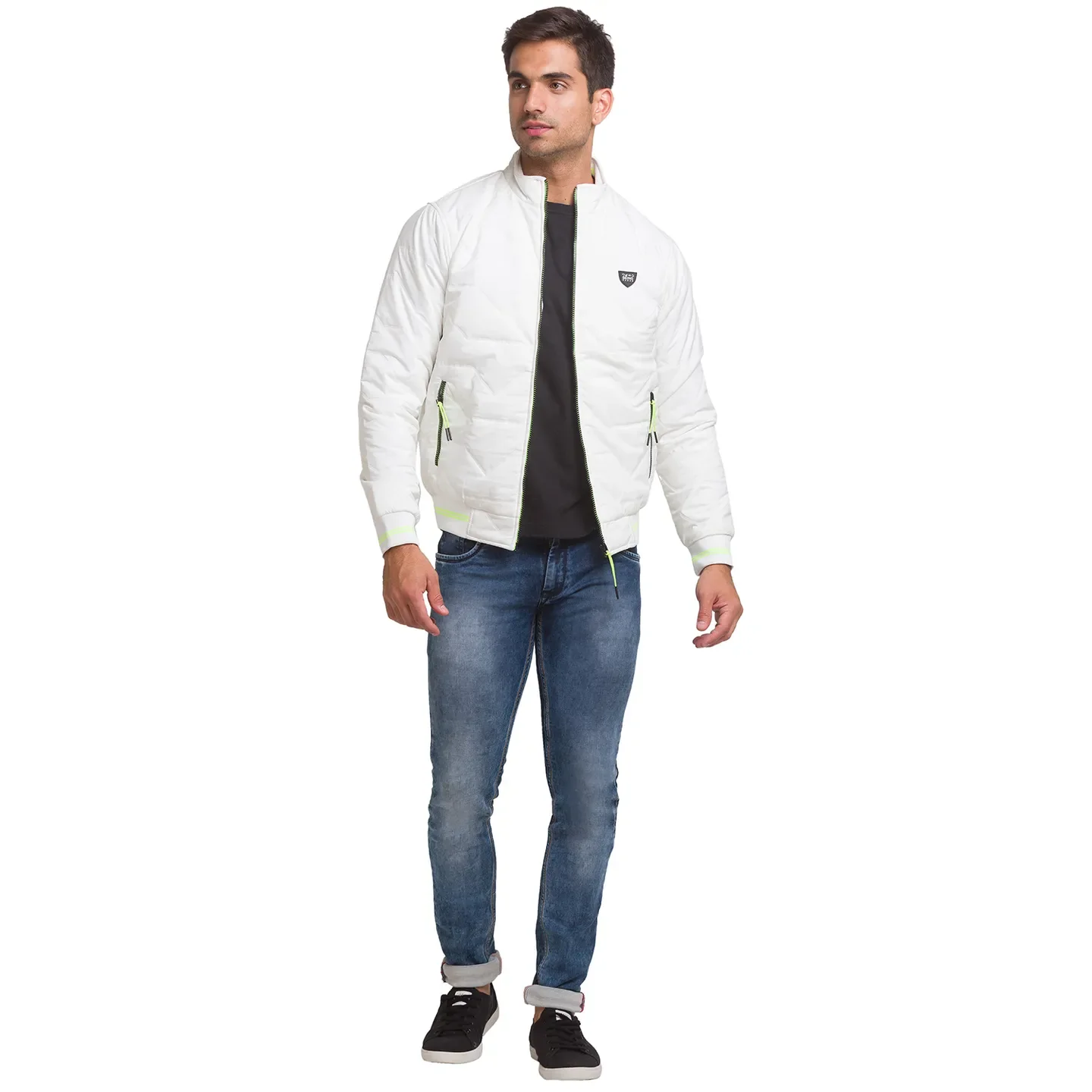 White Regular Fit Long Sleeves Polyester Men's Jacket by Being Human Clothing - Image 2