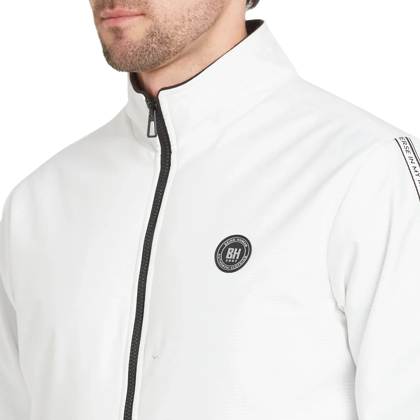 White Regular Fit Long Sleeves Men's Jacket by Being Human Clothing - Image 5