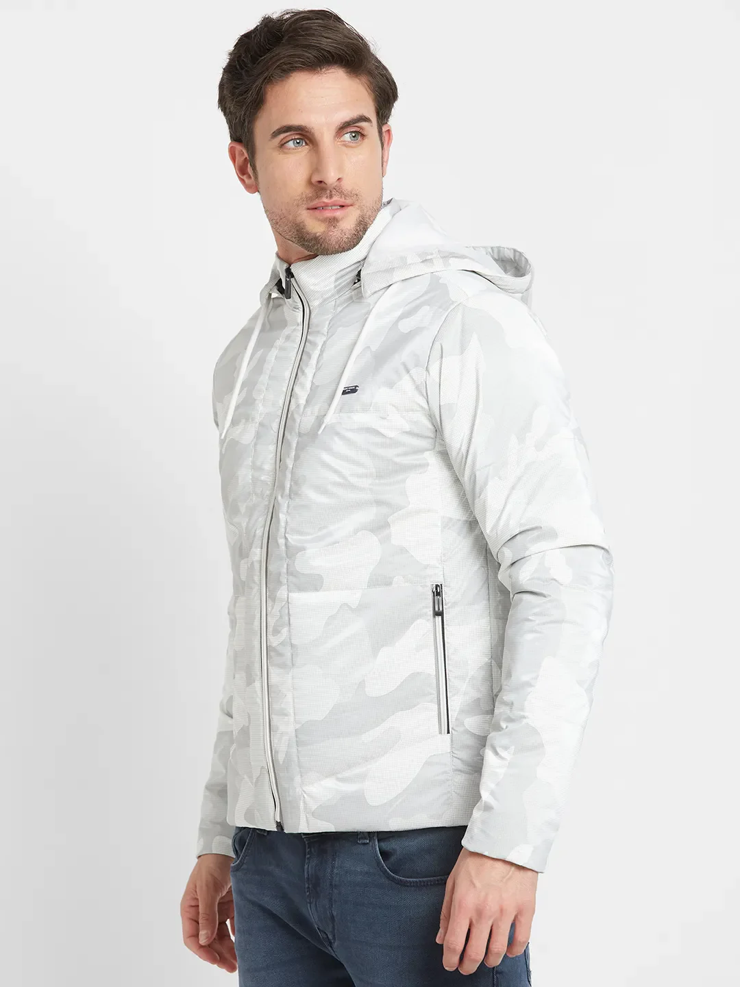 White Regular Fit Long Sleeves Men's Jacket by Being Human Clothing - Image 3