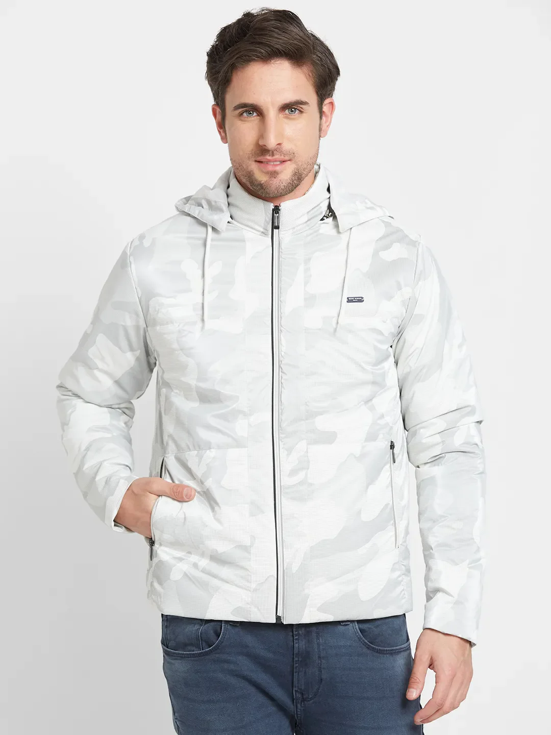 White Regular Fit Long Sleeves Men's Jacket by Being Human Clothing - Image 5