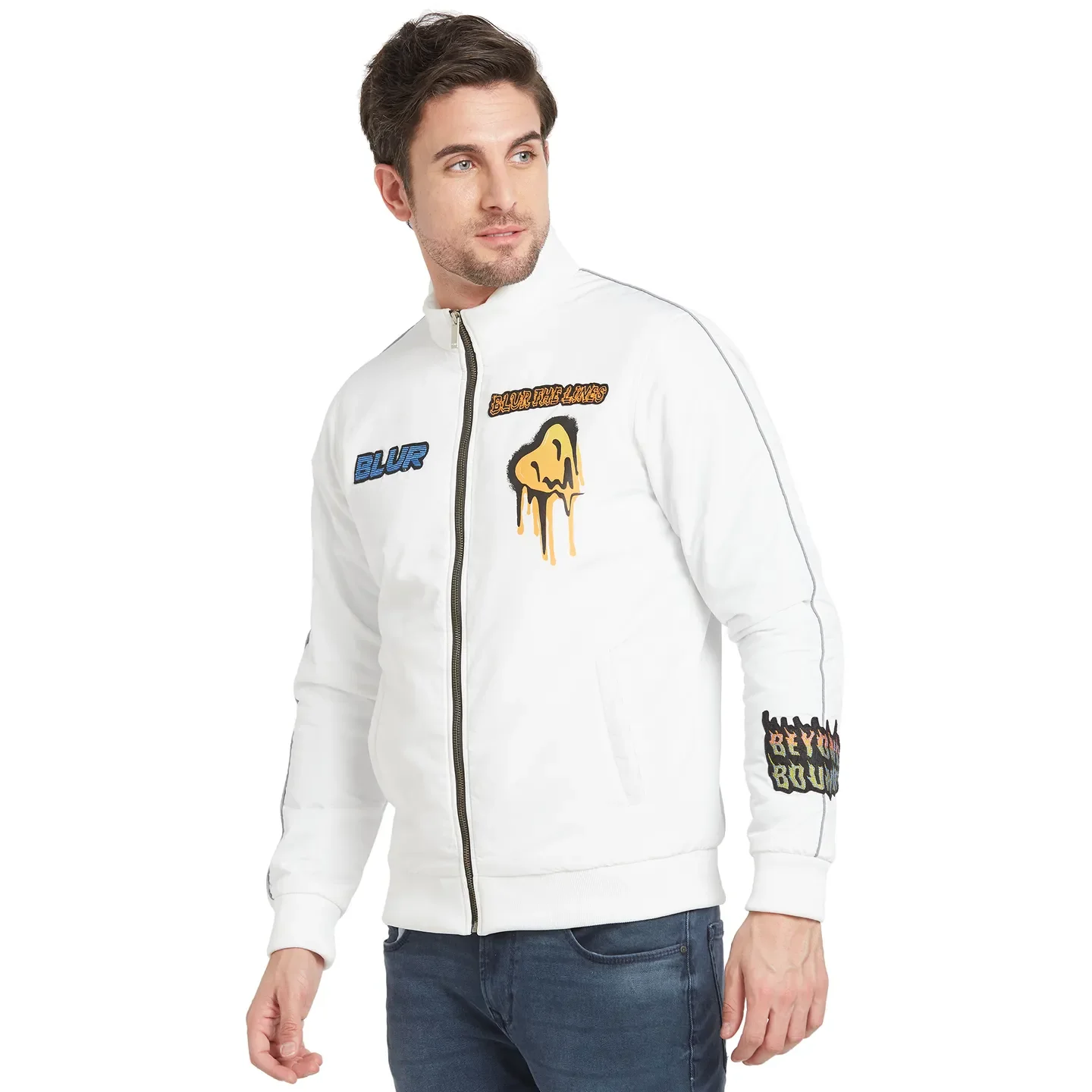 White Regular Fit Long Sleeves Men's Jacket by Being Human Clothing - Image 4