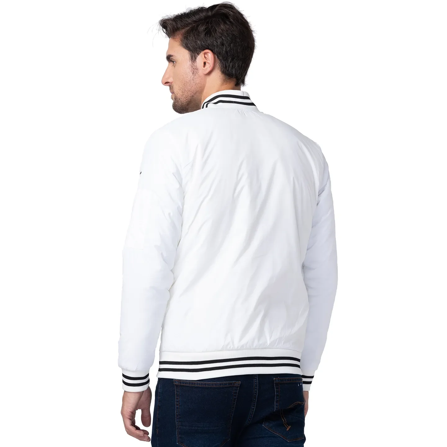 White Regular Fit Long Sleeves Polyester Men's Jacket by Being Human Clothing - Image 3