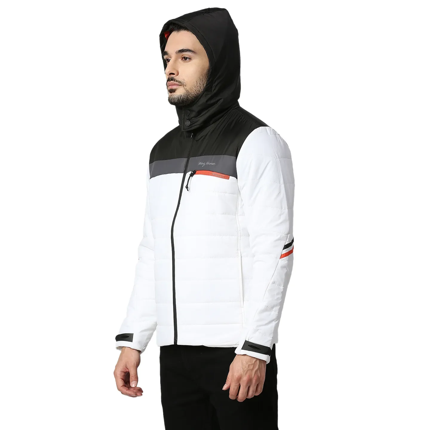 White Regular Fit Long Sleeves Polyester Men's Jacket by Being Human Clothing - Image 2