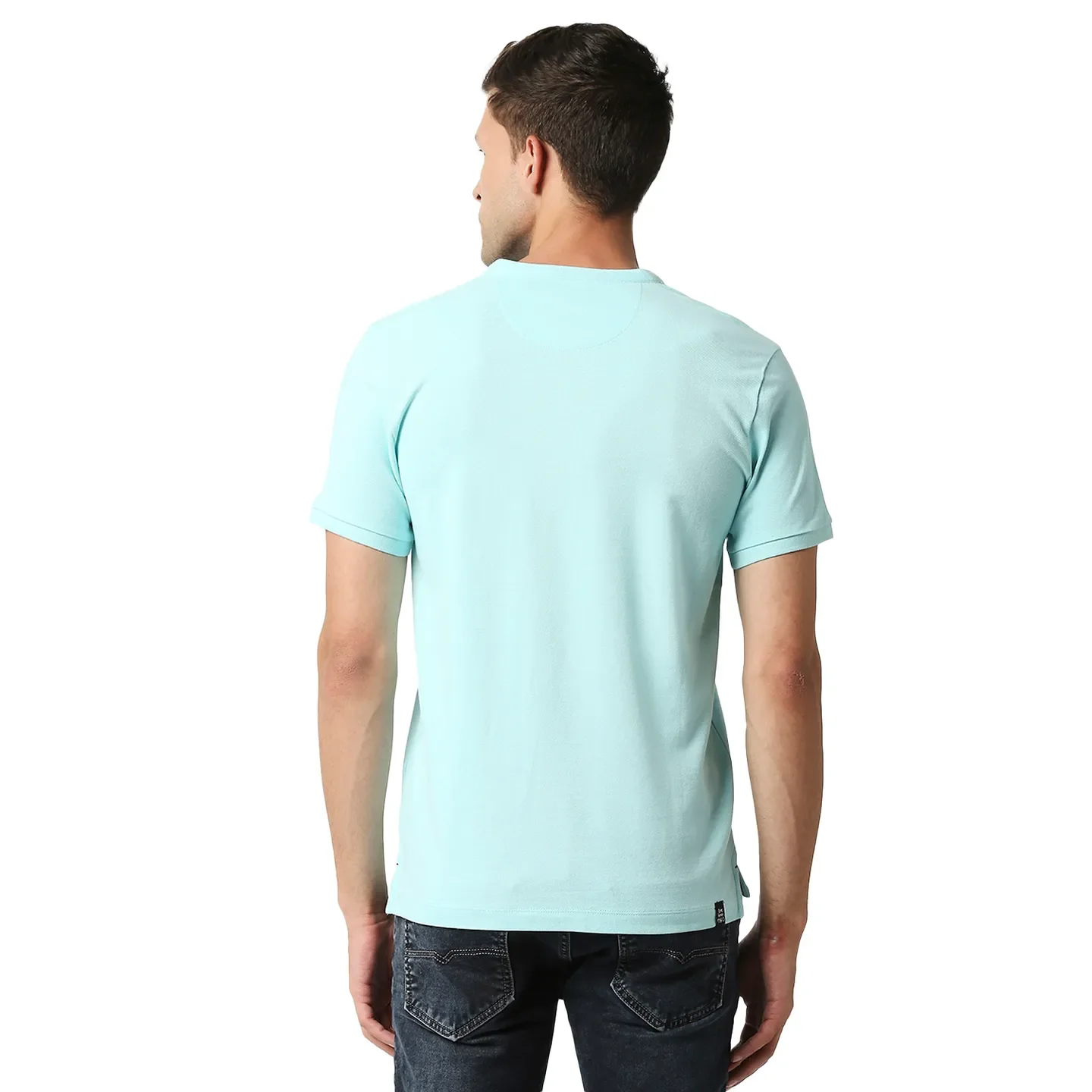 Aqua Regular Fit Mandarin Collar Men's Polo T-Shirt by Being Human Clothing - Image 4