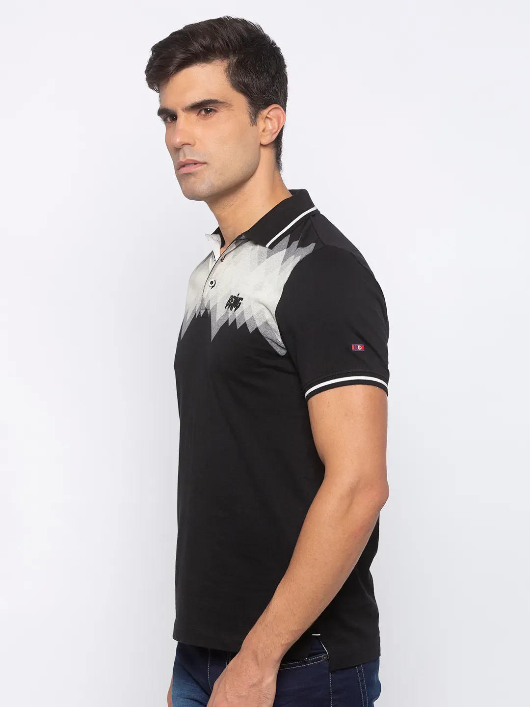 Black Regular Fit Men's Polo T-Shirt by Being Human Clothing - Image 2