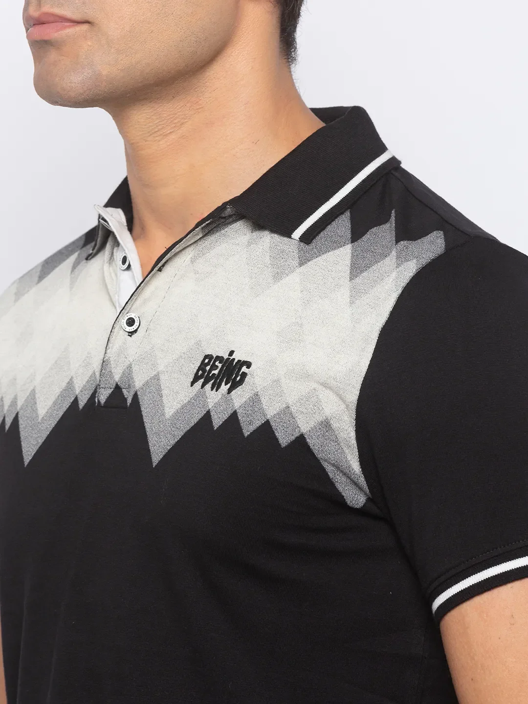 Black Regular Fit Men's Polo T-Shirt by Being Human Clothing - Image 4