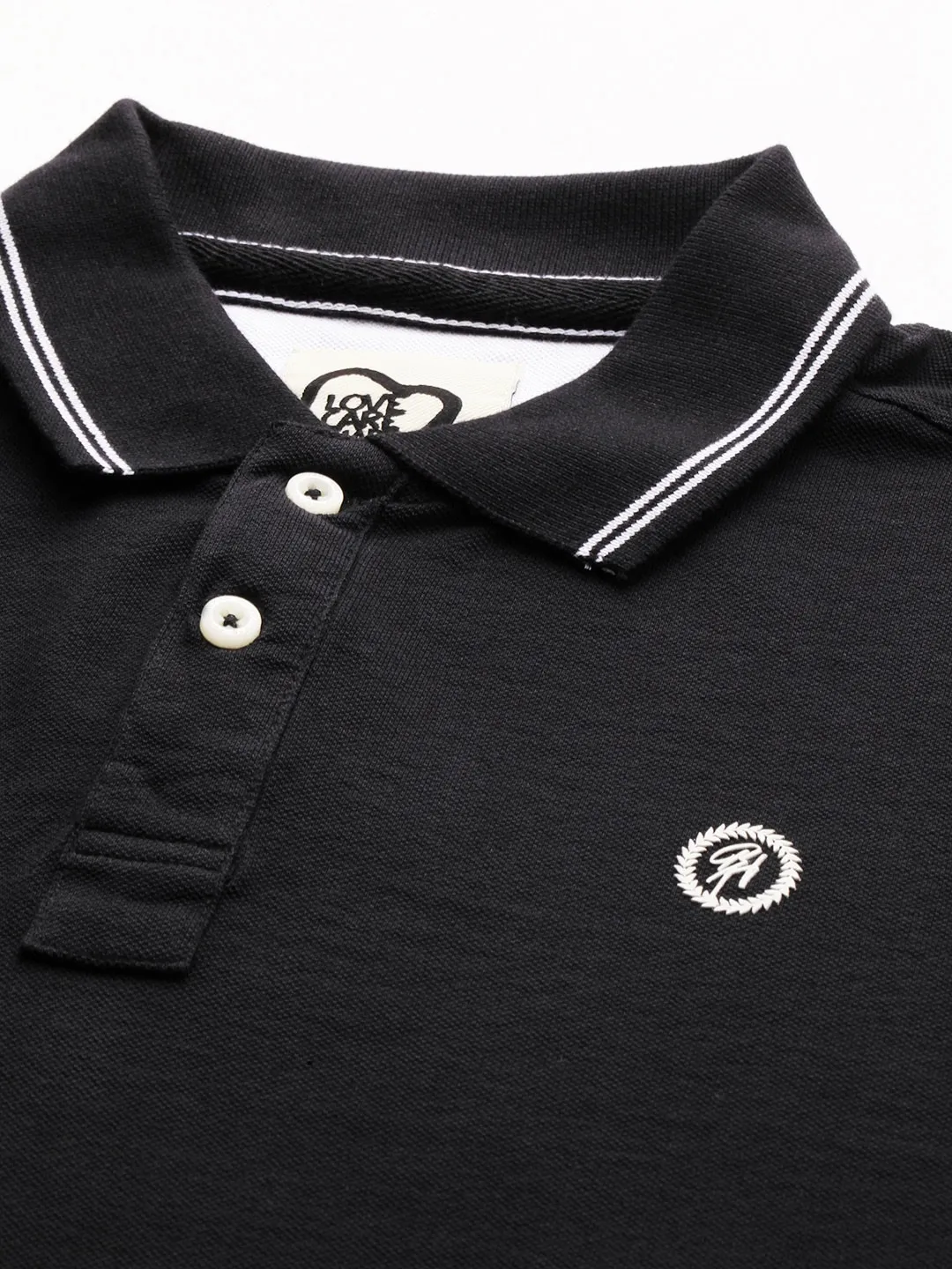 Black Regular Fit Men's Long Sleeves Polo T-Shirt by Being Human Clothing - Image 8