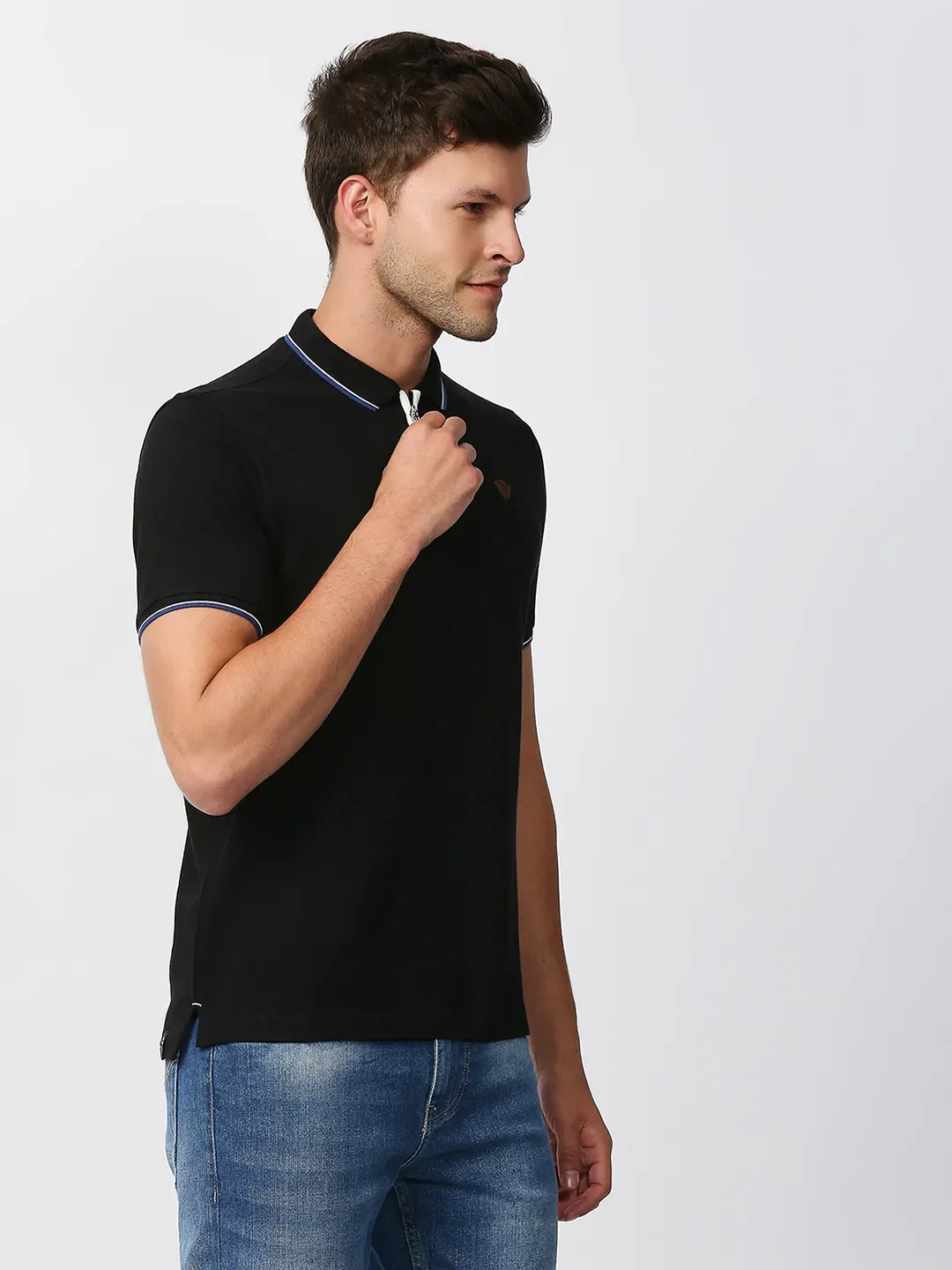Black Regular Fit Men's Polo T-Shirt by Being Human Clothing - Image 3