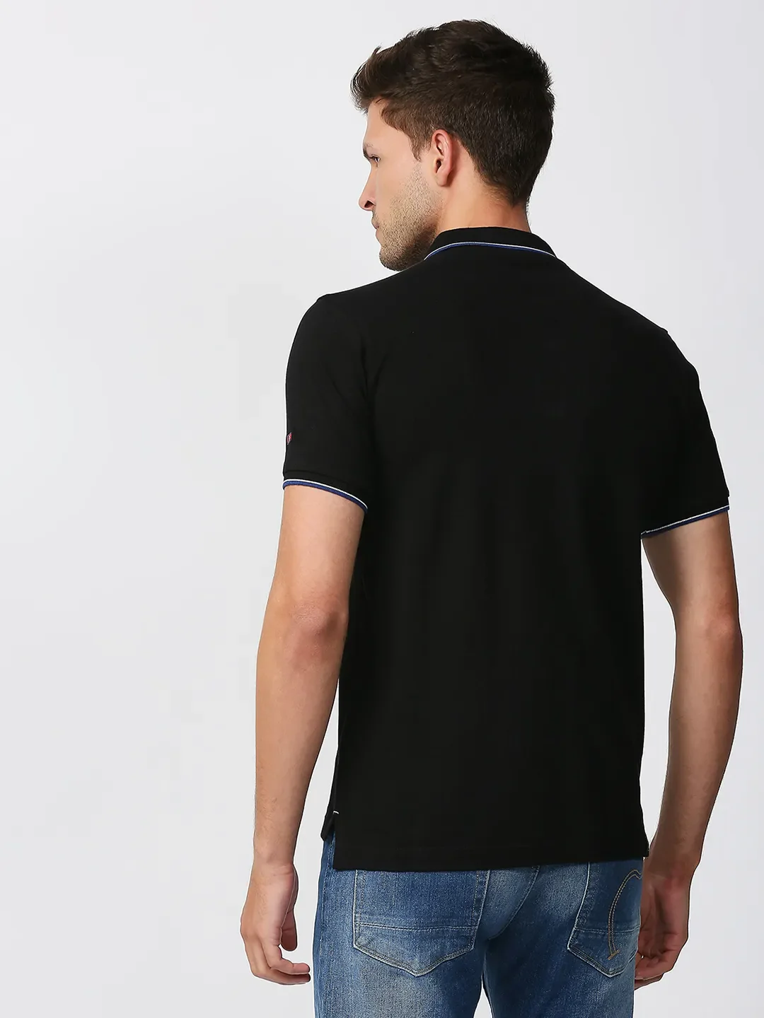 Black Regular Fit Men's Polo T-Shirt by Being Human Clothing - Image 4