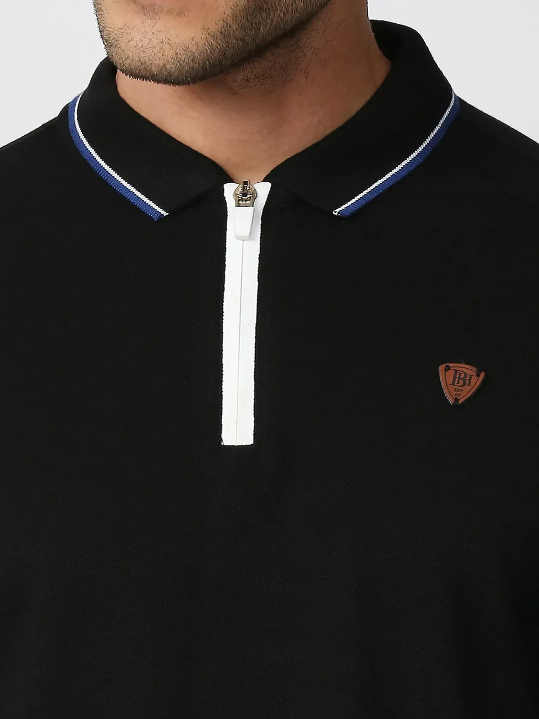 Black Regular Fit Men's Polo T-Shirt by Being Human Clothing - Image 5
