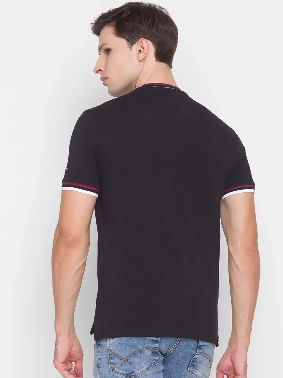 Black Regular Fit Men's Polo T-Shirt by Being Human Clothing - Image 3