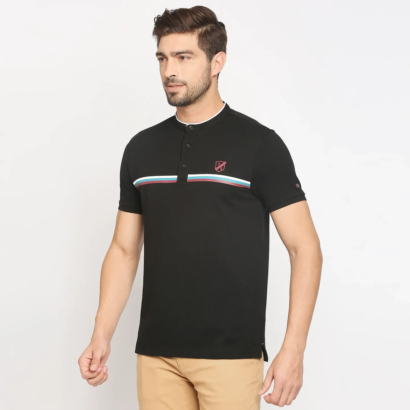 Black Regular Fit Men's Polo T-Shirt by Being Human Clothing - Image 2