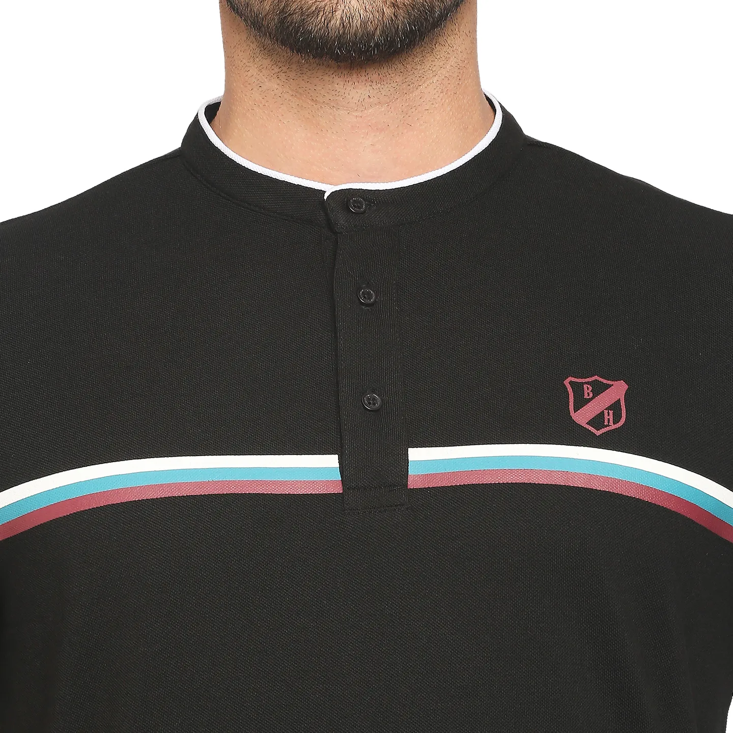 Black Regular Fit Men's Polo T-Shirt by Being Human Clothing - Image 3