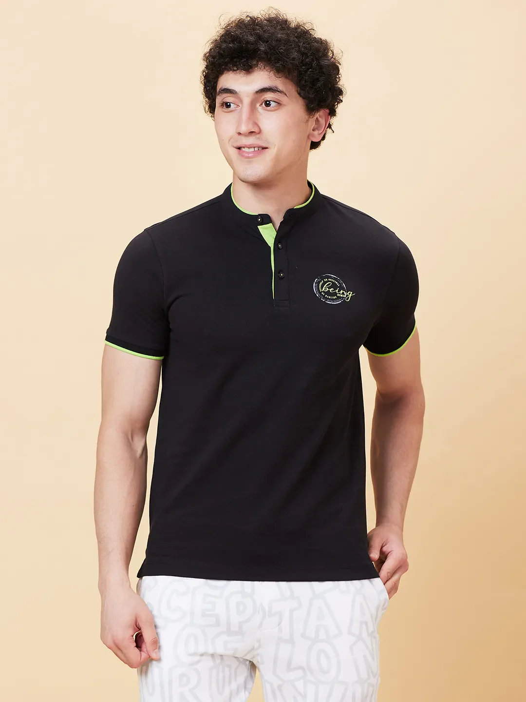 Black Regular Fit Men's Polo T-Shirt by Being Human Clothing - Image 6