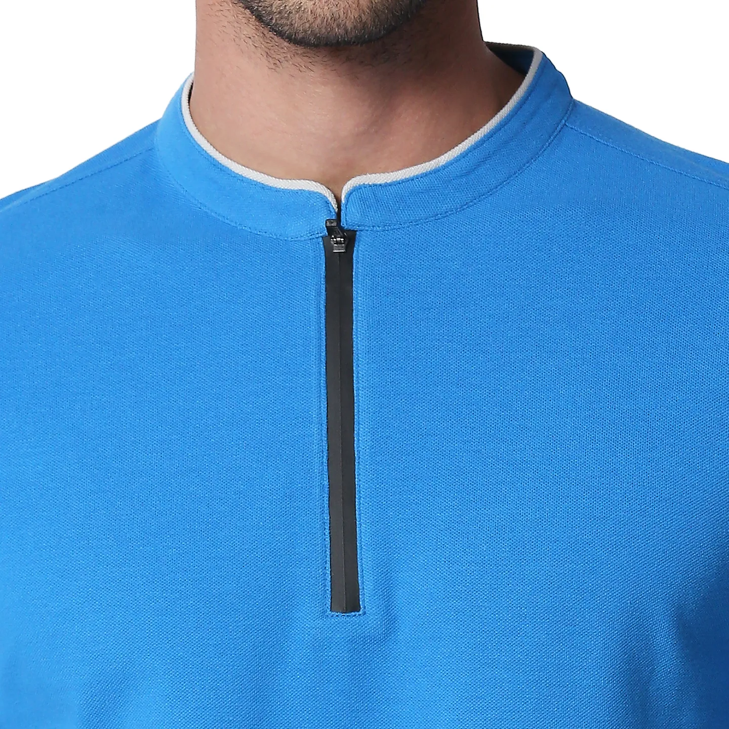 Blue Slim Straight Fit Men's Polo T-Shirt by Being Human Clothing - Image 4