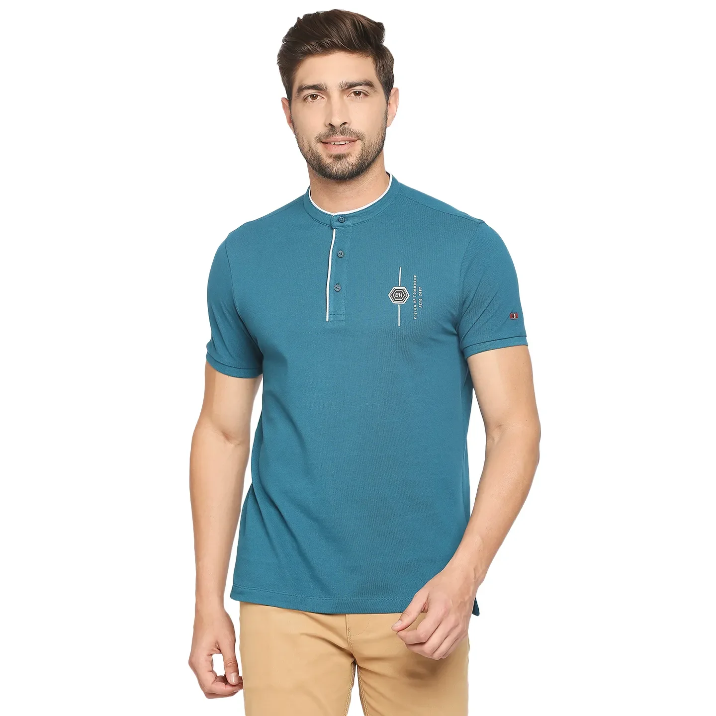 Blue Regular Fit Men's Polo T-Shirt by Being Human Clothing