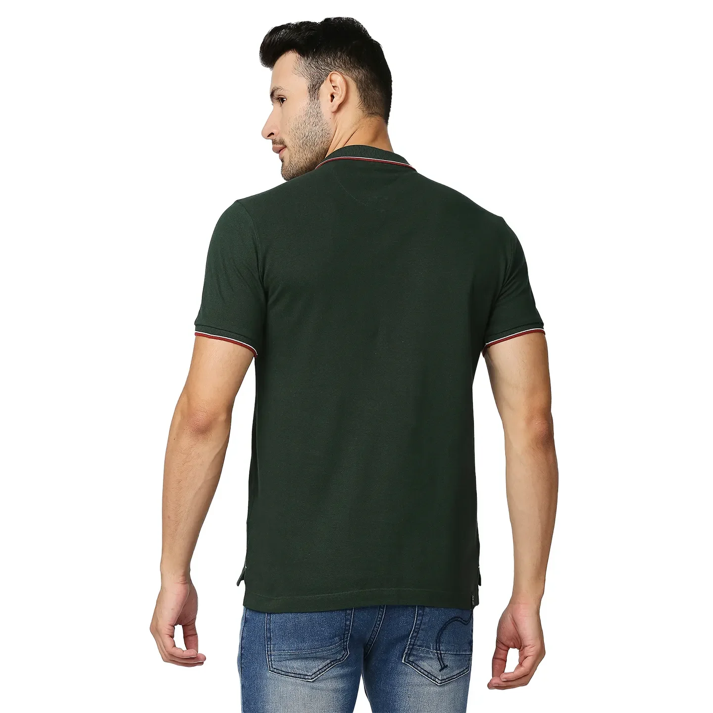 Green Regular Fit Men's Polo T-Shirt by Being Human Clothing - Image 4