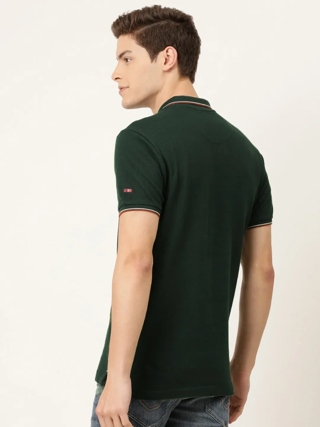 Green Regular Fit Men's Polo T-Shirt by Being Human Clothing - Image 8