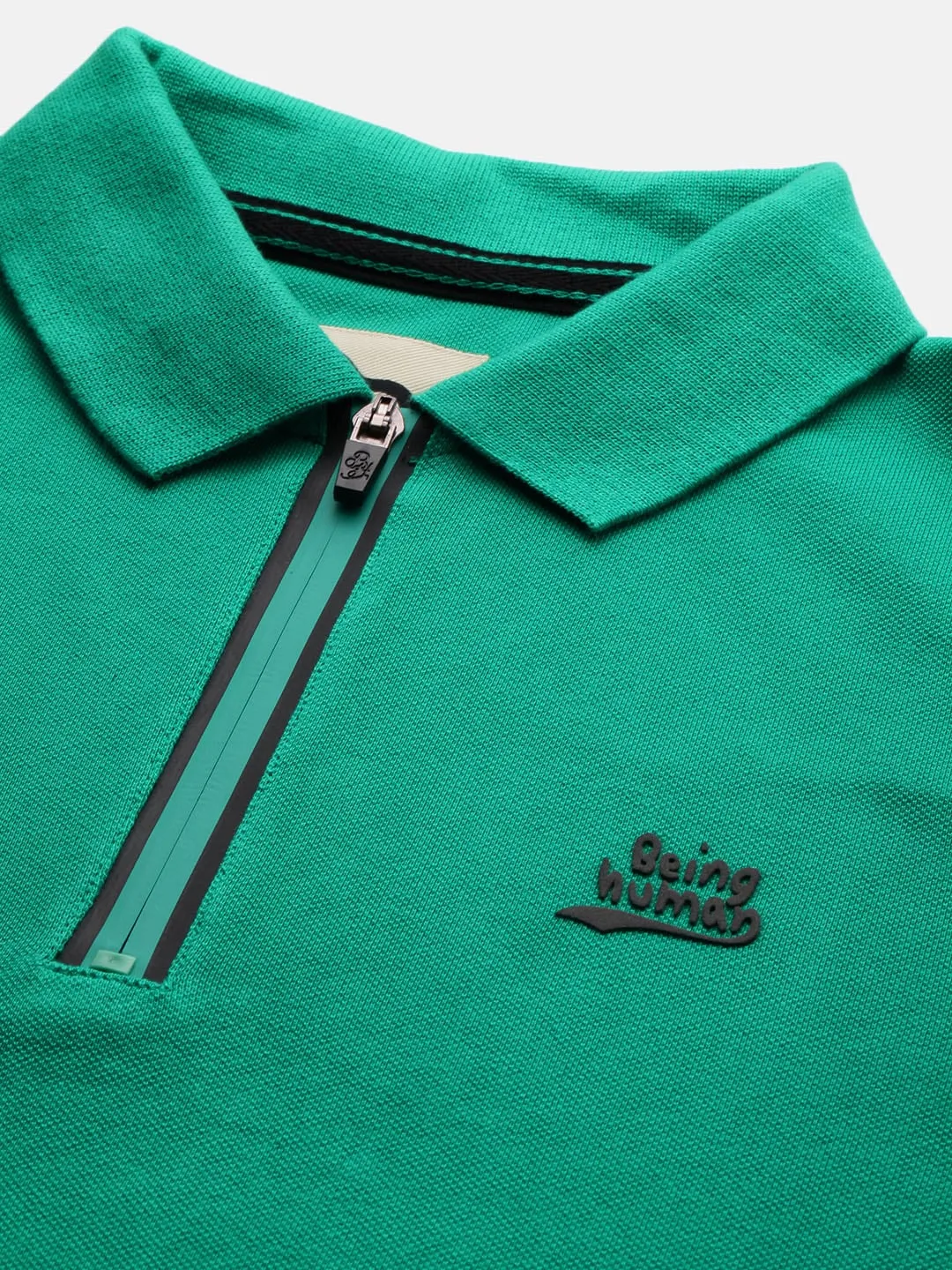 Green Regular Fit Men's Polo T-Shirt by Being Human Clothing - Image 4