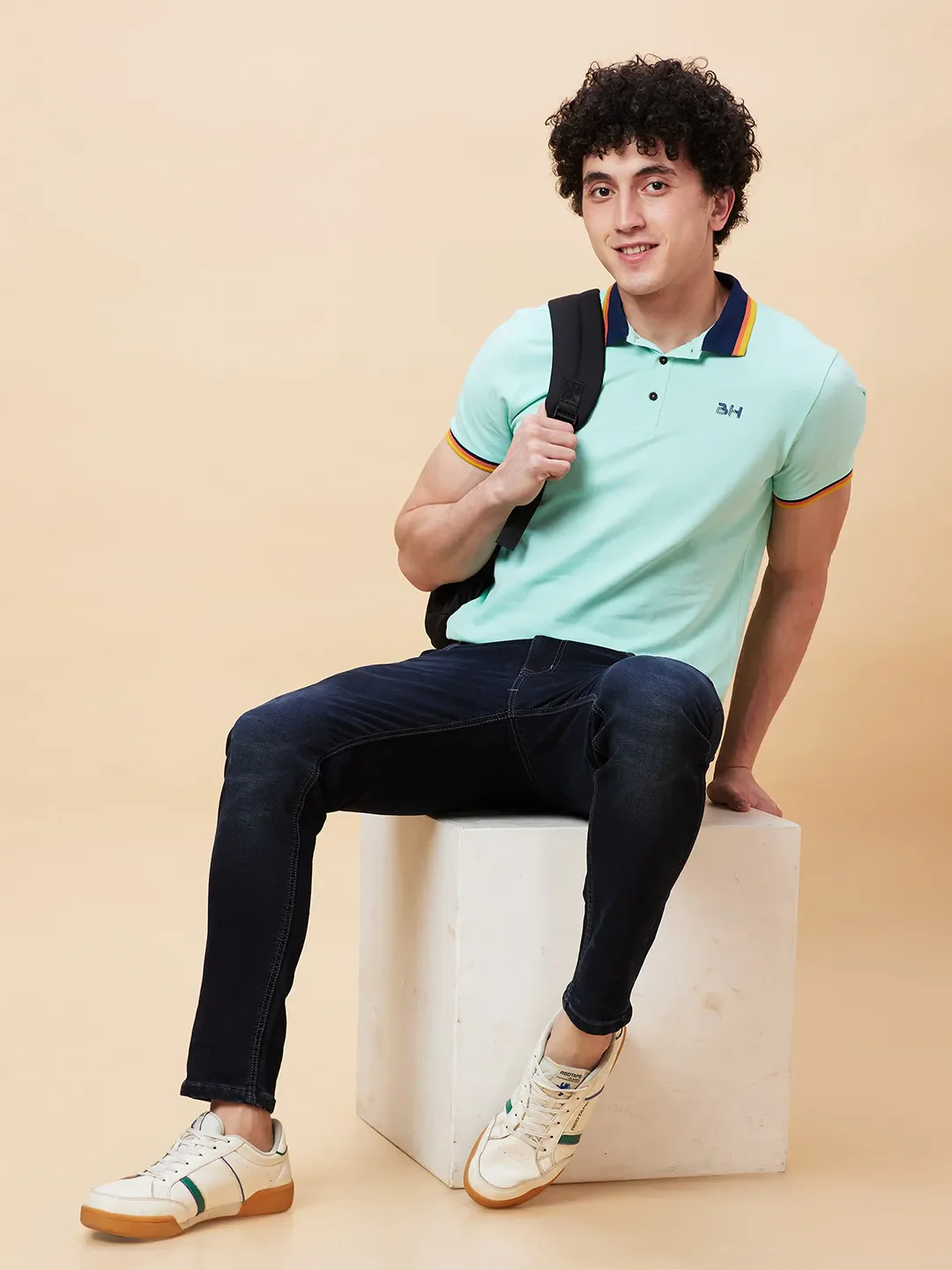 Green Regular Fit Men's Polo T-Shirt by Being Human Clothing - Image 6