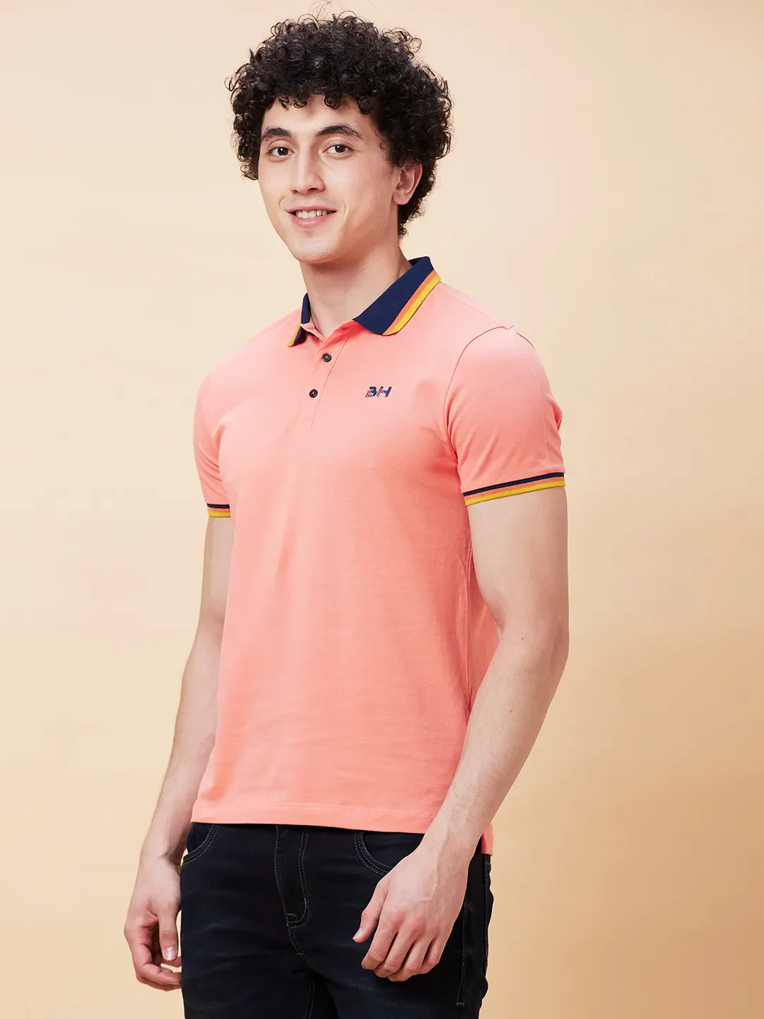 Pink Regular Fit Men's Polo T-Shirt by Being Human Clothing - Image 3