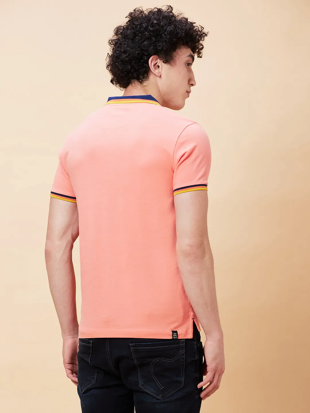 Pink Regular Fit Men's Polo T-Shirt by Being Human Clothing - Image 4