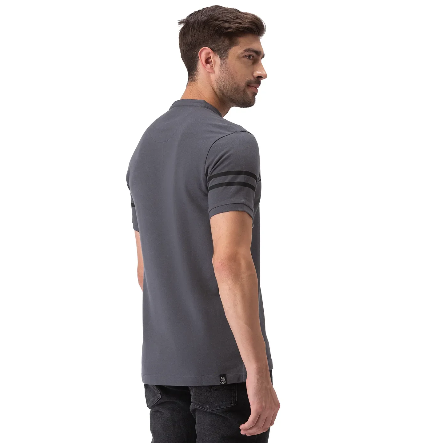 Grey Regular Fit Men's Polo T-Shirt by Being Human Clothing - Image 3