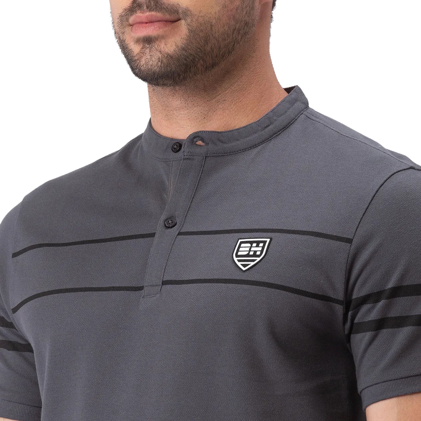 Grey Regular Fit Men's Polo T-Shirt by Being Human Clothing - Image 4