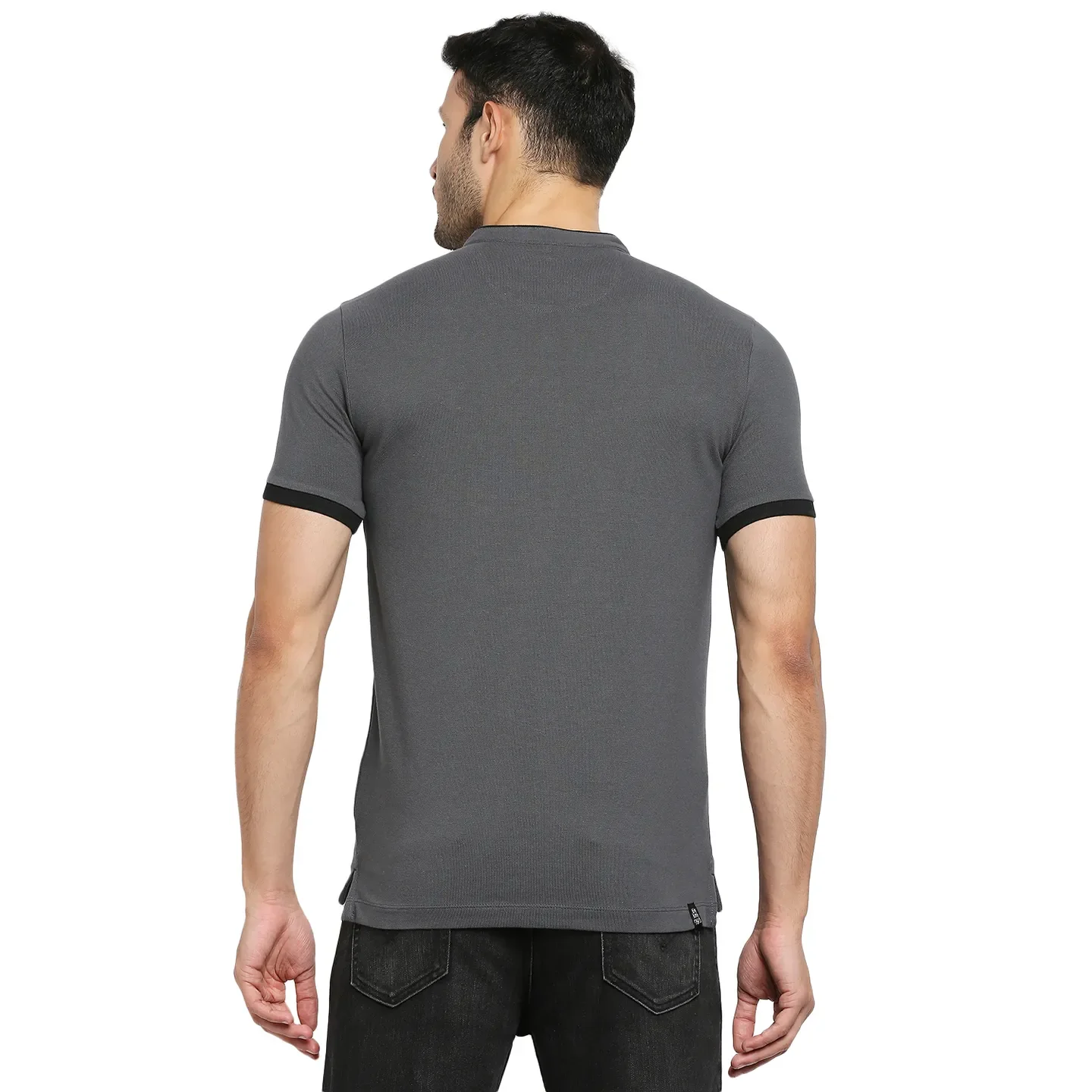 Grey Regular Fit Men's Polo T-Shirt by Being Human Clothing - Image 4