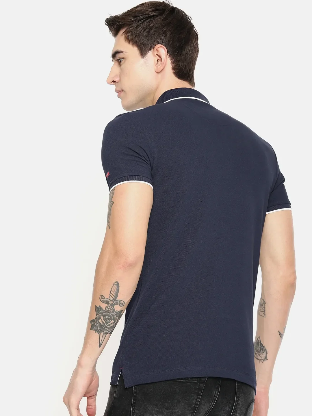 Blue Regular Fit Men's Polo T-Shirt by Being Human Clothing - Image 2