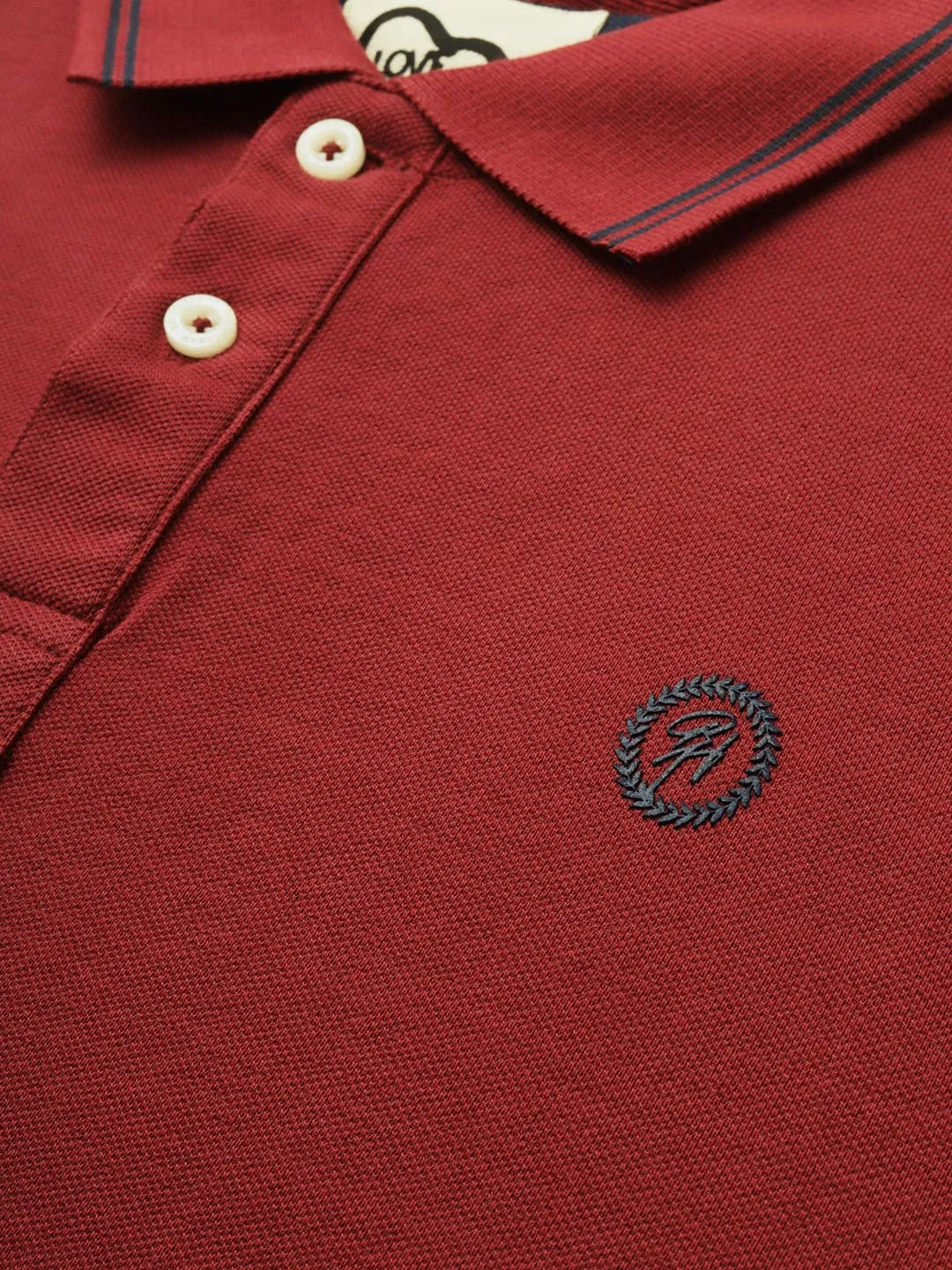 Red Regular Fit Men's Long Sleeves Polo T-Shirt by Being Human Clothing - Image 4
