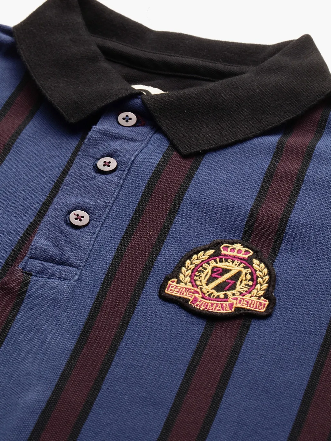Blue Regular Fit Men's Polo T-Shirt by Being Human Clothing - Image 4