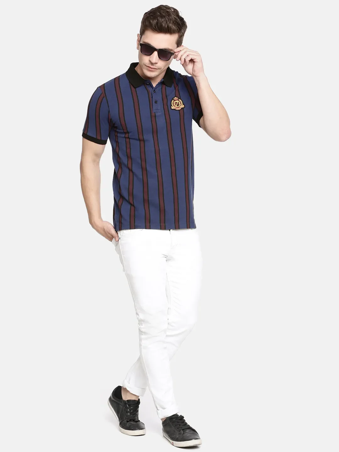 Blue Regular Fit Men's Polo T-Shirt by Being Human Clothing - Image 8