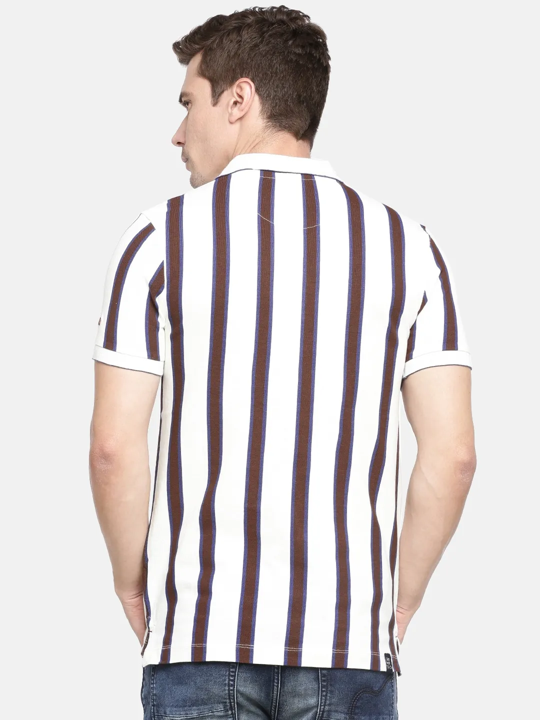 Beige Regular Fit Men's Polo T-Shirt by Being Human Clothing - Image 2