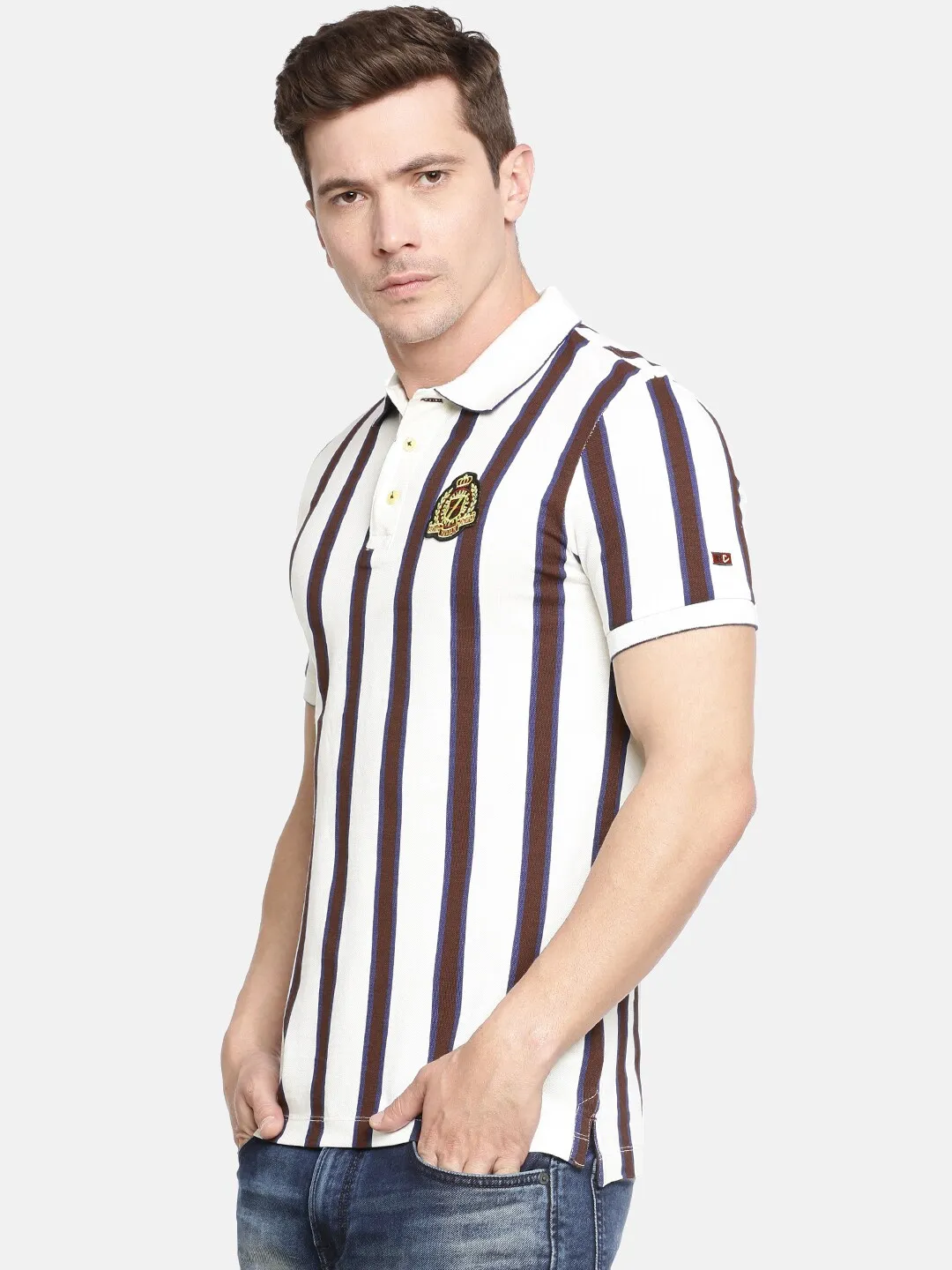 Beige Regular Fit Men's Polo T-Shirt by Being Human Clothing - Image 5